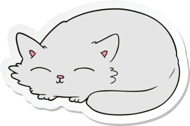 Bir insan tarafından çizilmiş çizgi film kedisinin çıkartması.