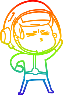 Bir insan tarafından çizilen gökkuşağı gradyan çizimi stresli astronot