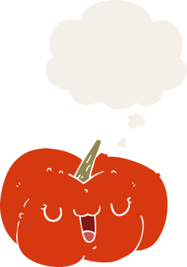 insan tarafından çizilmiş düşünce baloncuklu çizgi film balkabağı