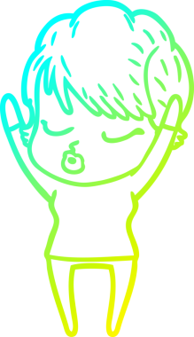 Bir insan tarafından çizilmiş gözleri olan bir karikatür kadın çizimi