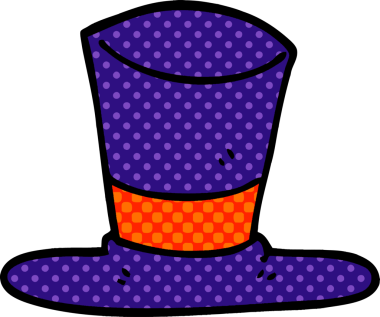 Bir insan tarafından çizilmiş karikatür silindir şapka.