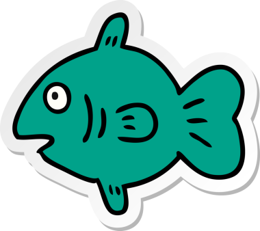 Bir insan tarafından çizilmiş bir deniz balığının el çizimi karikatürü.