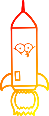 Bir insan tarafından çizilen çizgi roketin sıcak gradyan çizgisi