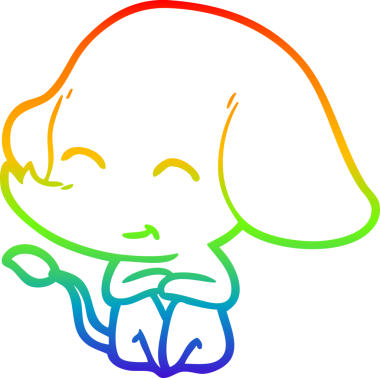 Gökkuşağı gradyan çizgisi bir insan tarafından çizilmiş şirin bir fil çizimi