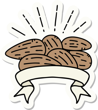 Bir insan tarafından çizilmiş dövme stili badem çıkartması.