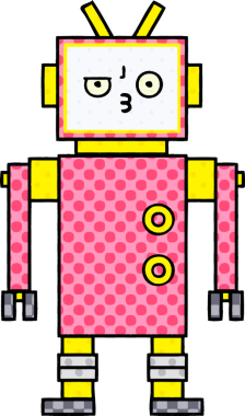 bir insan tarafından çizilmiş bir robotun çizgi roman tarzı