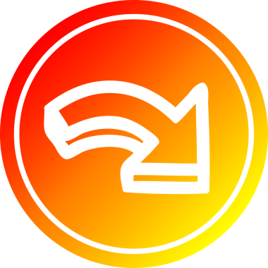 Bir insan tarafından çizilmiş sıcak eğimli ok dairesel simgesi