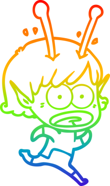 gökkuşağı gradyan çizimi bir çizgi film şok uzaylı kız bir insan tarafından çizildi