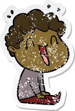 Bir insan tarafından çizilmiş üzgün, mutlu bir adamın çizdiği çizgi film çıkartması.