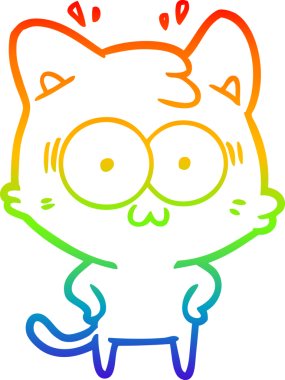 gökkuşağı gradyan çizgi çizimi bir insan tarafından çizilmiş sürpriz bir kedi