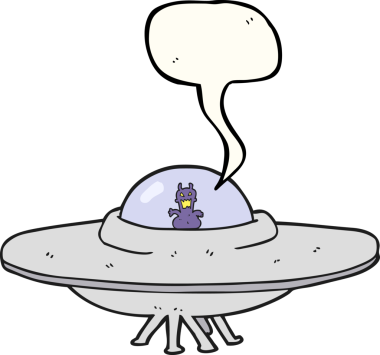 Bir insan tarafından çizilmiş serbest konuşma balonu karikatürü UFO