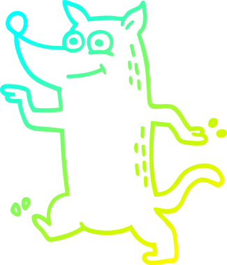 Bir insan tarafından çizilmiş komik bir köpeğin soğuk gradyan çizimi