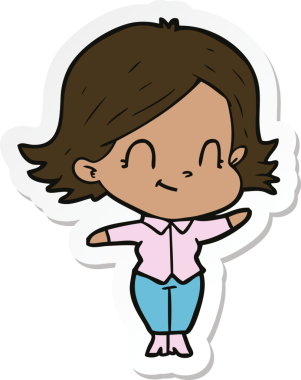 Bir insan tarafından çizilmiş, karikatür dostu bir kızın çıkartması.