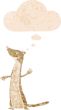 Düşünce baloncuğu ile çizgi film gelinciği grunge sıkıntılı retro dokuma tarzı bir insan tarafından çizilmiş