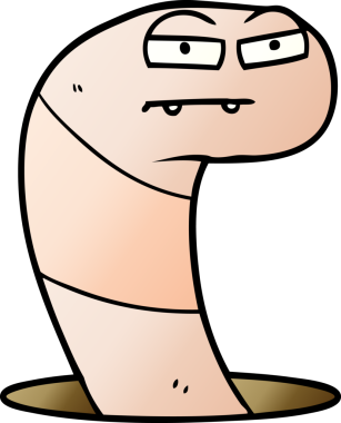 Bir insan tarafından çizilmiş bir solucan.