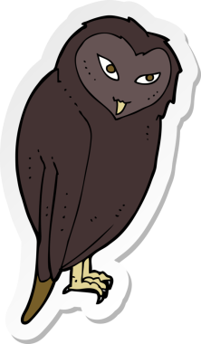 Bir insan tarafından çizilmiş bir baykuşun çıkartması.