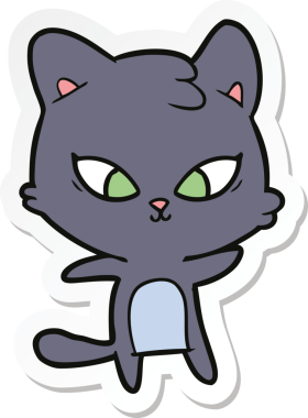 Bir insan tarafından çizilmiş şirin bir çizgi film kedisinin çıkartması.