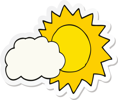 Bir insan tarafından çizilmiş karikatür hava durumu etiketi