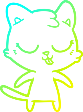 Bir insan tarafından çizilmiş bir çizgi film kedisinin soğuk gradyan çizgisi.