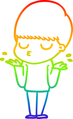 Gökkuşağı gradyan çizgi çizimi bir insan tarafından çizilmiş sakin bir çocuk