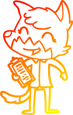 Bir insan tarafından çizilmiş mutlu bir tilkinin sıcak çizgi çizimi