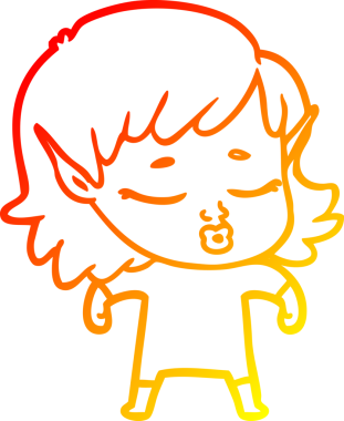 Bir insan tarafından çizilmiş güzel bir elf kızı çizimi.