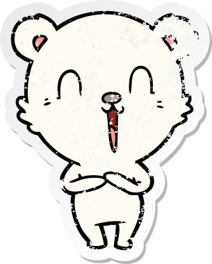 Bir insan tarafından çizilmiş mutlu bir kutup ayısının sıkıntılı çıkartması.