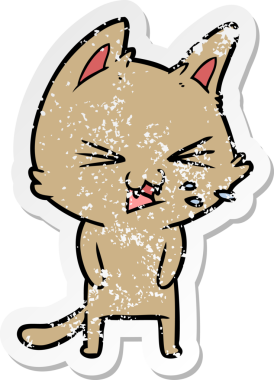 Bir insan tarafından çizilmiş bir çizgi film kedisinin sıkıntılı çıkartması.