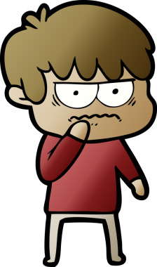 Bir insan tarafından çizilmiş sinirli çizgi film çocuğu.