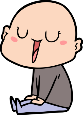 Bir insan tarafından çizilmiş mutlu, kel adam.