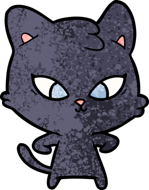 Bir insan tarafından çizilmiş sevimli çizgi film kedisi.