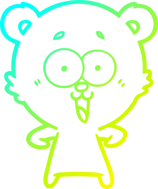 Bir insan tarafından çizilmiş gülen oyuncak ayı çizgi filmi.