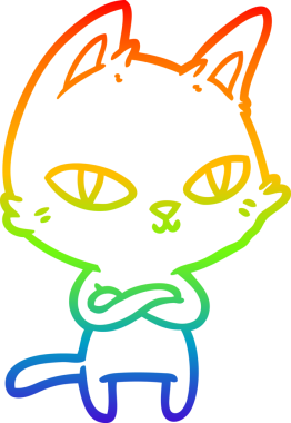 Gökkuşağı gradyan çizgi çizimi Bir insan tarafından çizilen çizgi film kedisi