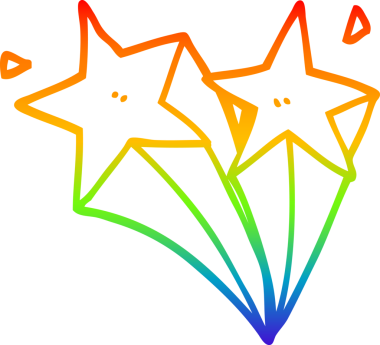 gökkuşağı gradyan çizgisi bir insan tarafından çizilen kayan yıldızların çizimi