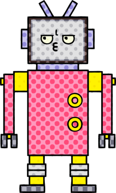 bir insan tarafından çizilmiş bir robotun çizgi roman tarzı