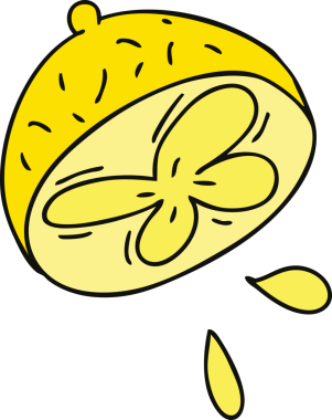 Bir insan tarafından çizilmiş garip bir çizgi film limonu.