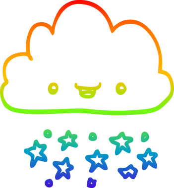 Gökkuşağı gradyan çizgi çizimi bir insan tarafından çizilmiş fırtına bulutu