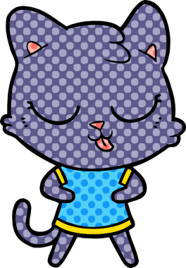 Bir insan tarafından çizilmiş çizgi film kedisi.