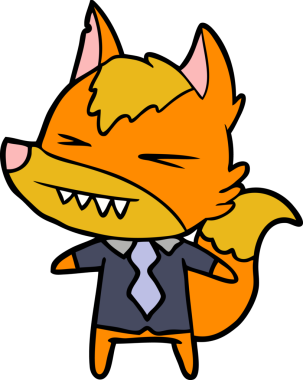 Ofis çalışanı Fox çizgi film karakteri bir insan tarafından çizilmiş.