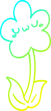 Bir insanın çizdiği karikatür çiçeğinin soğuk gradyan çizgisi.