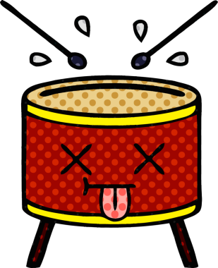bir insan tarafından çizilmiş bir davul karikatürü.
