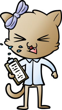 Bir insan tarafından çizilmiş çizgi film kedisi.