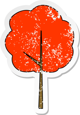 Bir insan tarafından çizilmiş garip bir el çizimi karikatür ağacının sıkıntılı çıkartması.