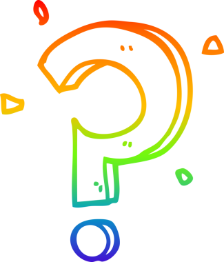 gökkuşağı gradyan çizgi çizimi bir insan tarafından çizilmiş soru işareti