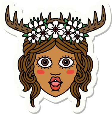 Bir insan tarafından çizilmiş bir Druid karakterinin çıkartması.