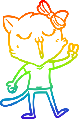 gökkuşağı gradyanı çizimi bir insan tarafından çizilmiş çizgi film kedisi