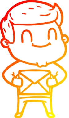 Bir insan tarafından çizilmiş, karikatür dostu bir adamın sıcak çizgi çizimi