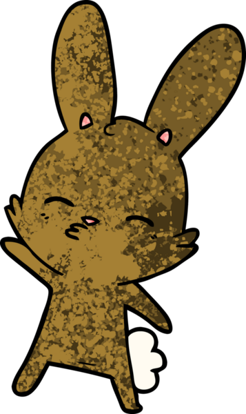 Bir insan tarafından çizilmiş meraklı tavşan çizgi filmi.