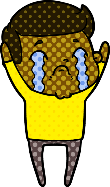 Bir insan tarafından çizilmiş ağlayan çizgi film adamı.