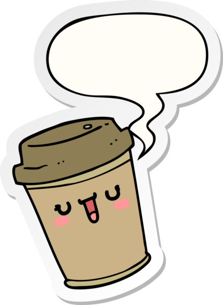 Bir insan tarafından çizilmiş konuşma kabarcığı etiketli kahveyi dışarı çıkar.